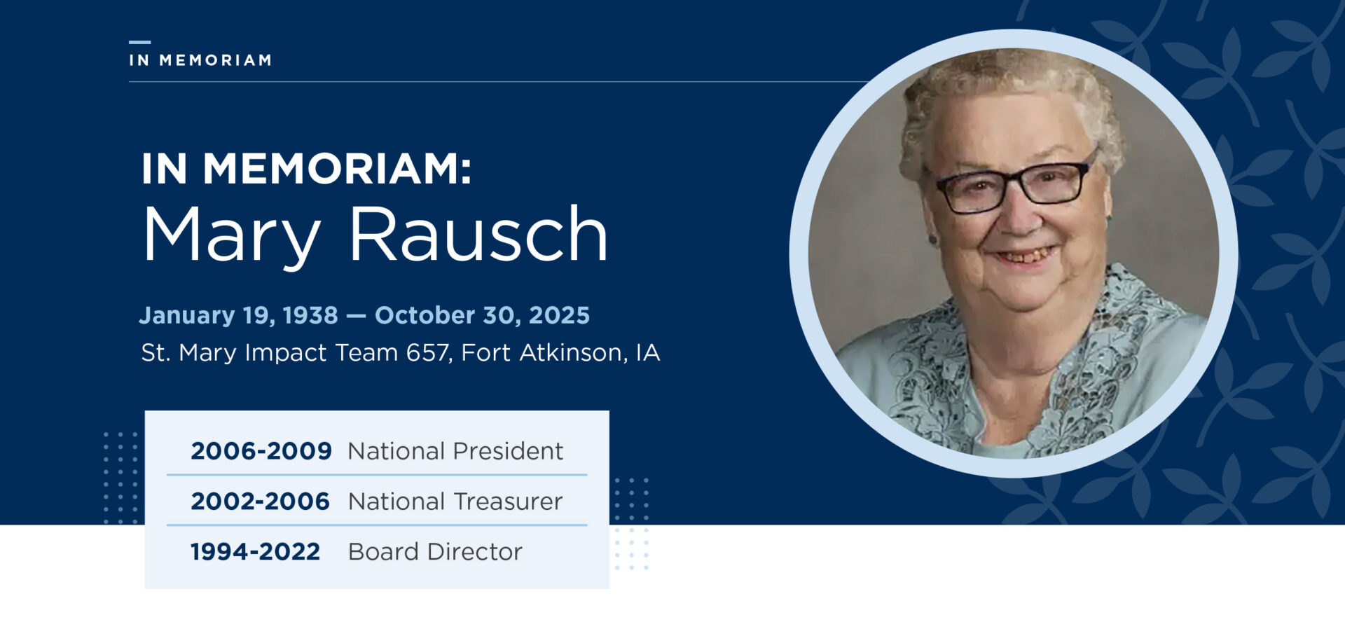 In Memoriam, Mary Rausch